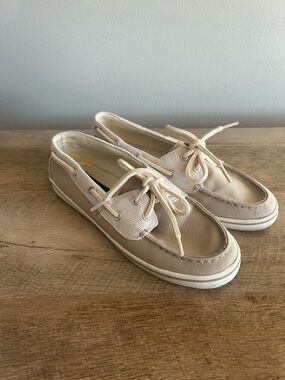Polo Ralph Lauren Devin Women’s Beige Boat Shoes,  7.5B Nautical Summer Comfy